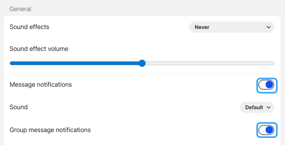 Beeper Notifications settings with the two notification switches outlined