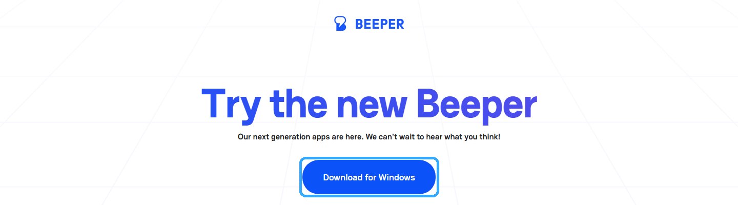 The Beeper download page with the download button outlined
